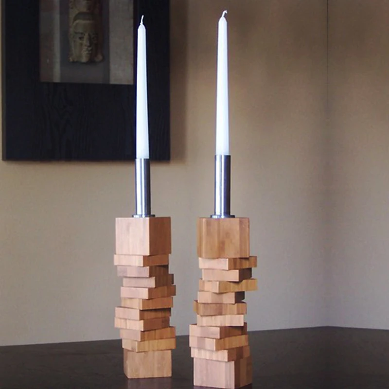 Подсвечник уникальный современный дизайн деревянные блоки декоративные Votive подсвечники для домашнего интерьера декор для вечеринки