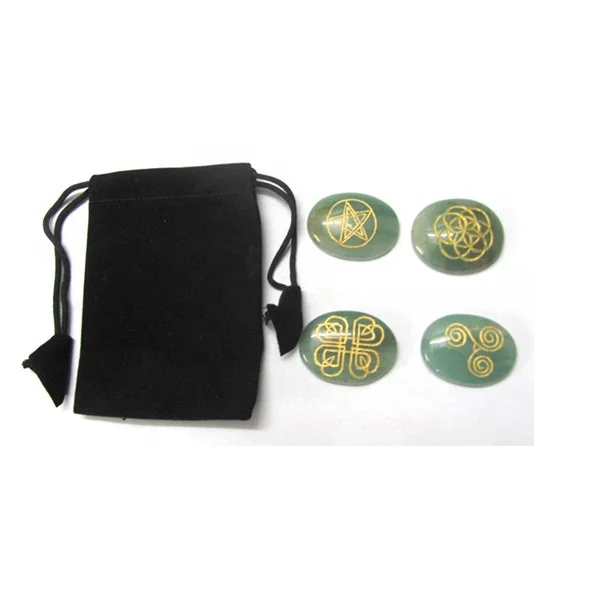 Полудрагоценный камень ремесла зеленый авантюрин каменные символы набор натуральных камней