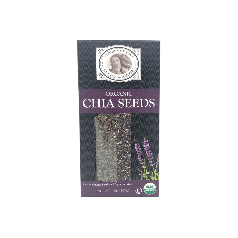 Organic Chia Seeds Black Cholesterol-free  Organic Vegan Gluten-free Non-GMO Healthy Omega-3 Superfoods