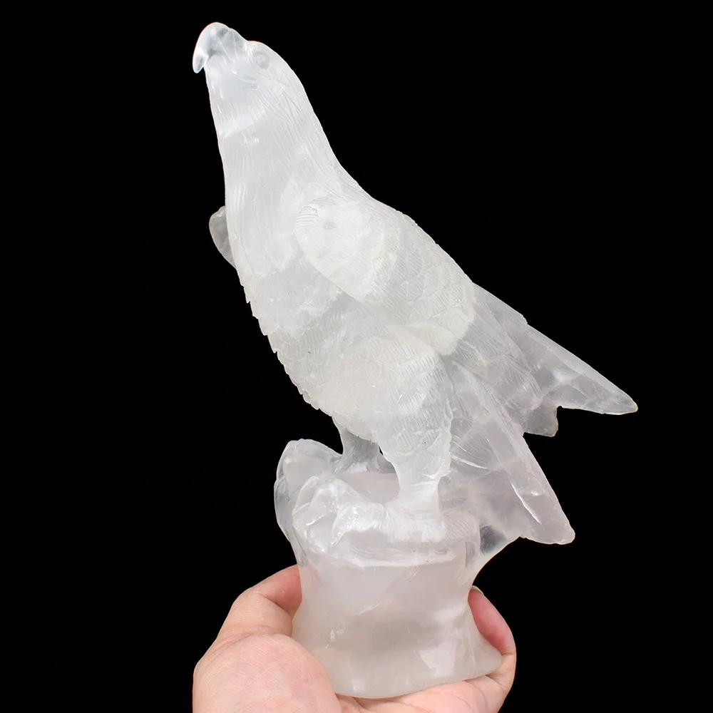 Natural Clearly  High Quality Agate Stone Crystal Hand Carving Eagle