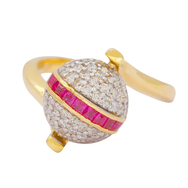 
Diamond Ring May 2021 Beautiful 14kt Gold Floral Shape Party Wedding Diamond with Ruby Ring for Women at Wholesale Price 