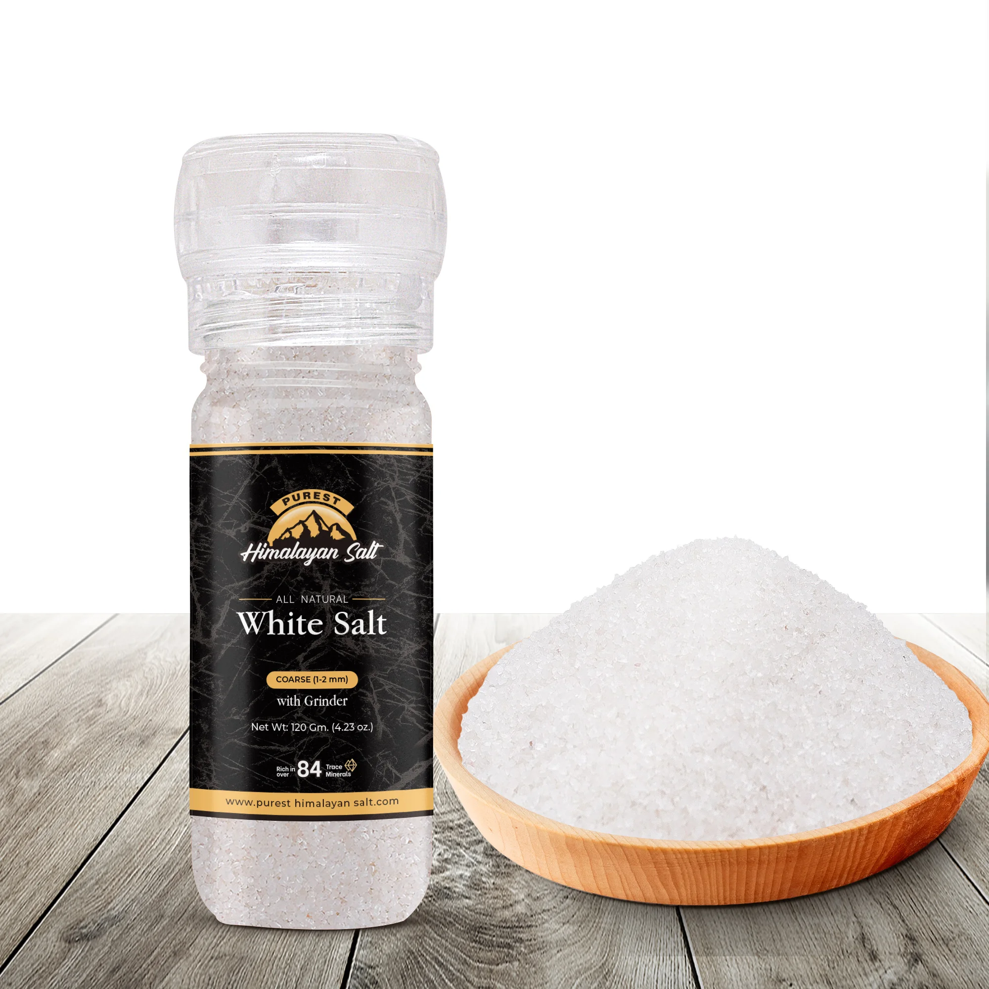  ADIBLE Регулируемый Керамический Резак для соли стеклянная мельница 200 г (7 05 унции) с чистой гималайской белой солью грубой 1-2 мм