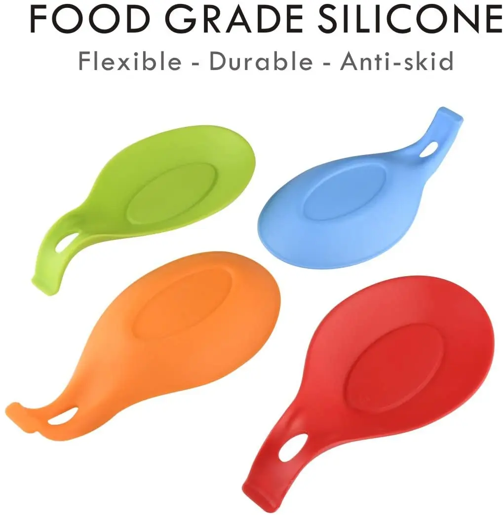 
Heat resistant non stick silicone kitchen utensil holder soup spoon rest 