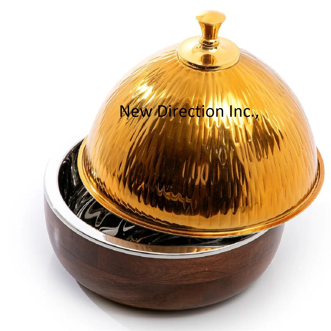 Глянцевая позолоченная Изолированная кастрюля из нержавеющей стали Сервировочная для обеденного стола подогреватель пищи в виде