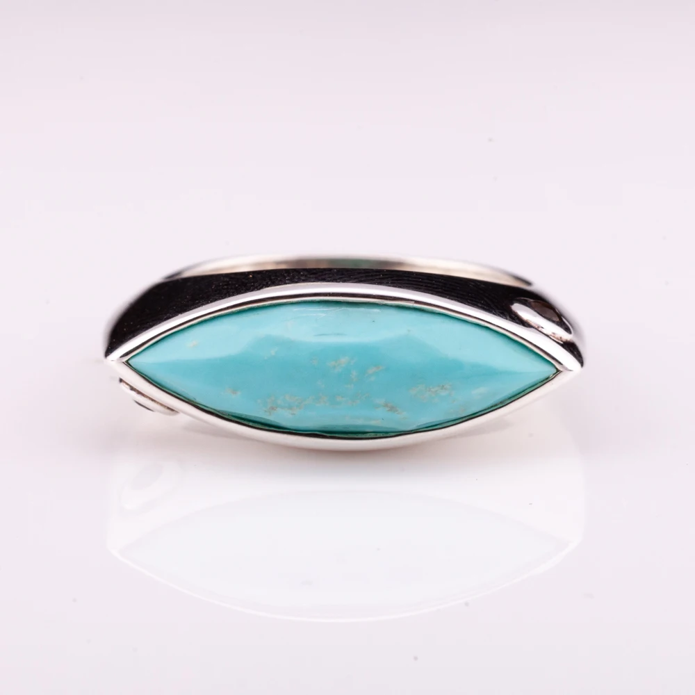 Элегантное кольцо из натурального бирюзы с дымчатым кварцем высокое качество заводская цена от производителя Таиланда