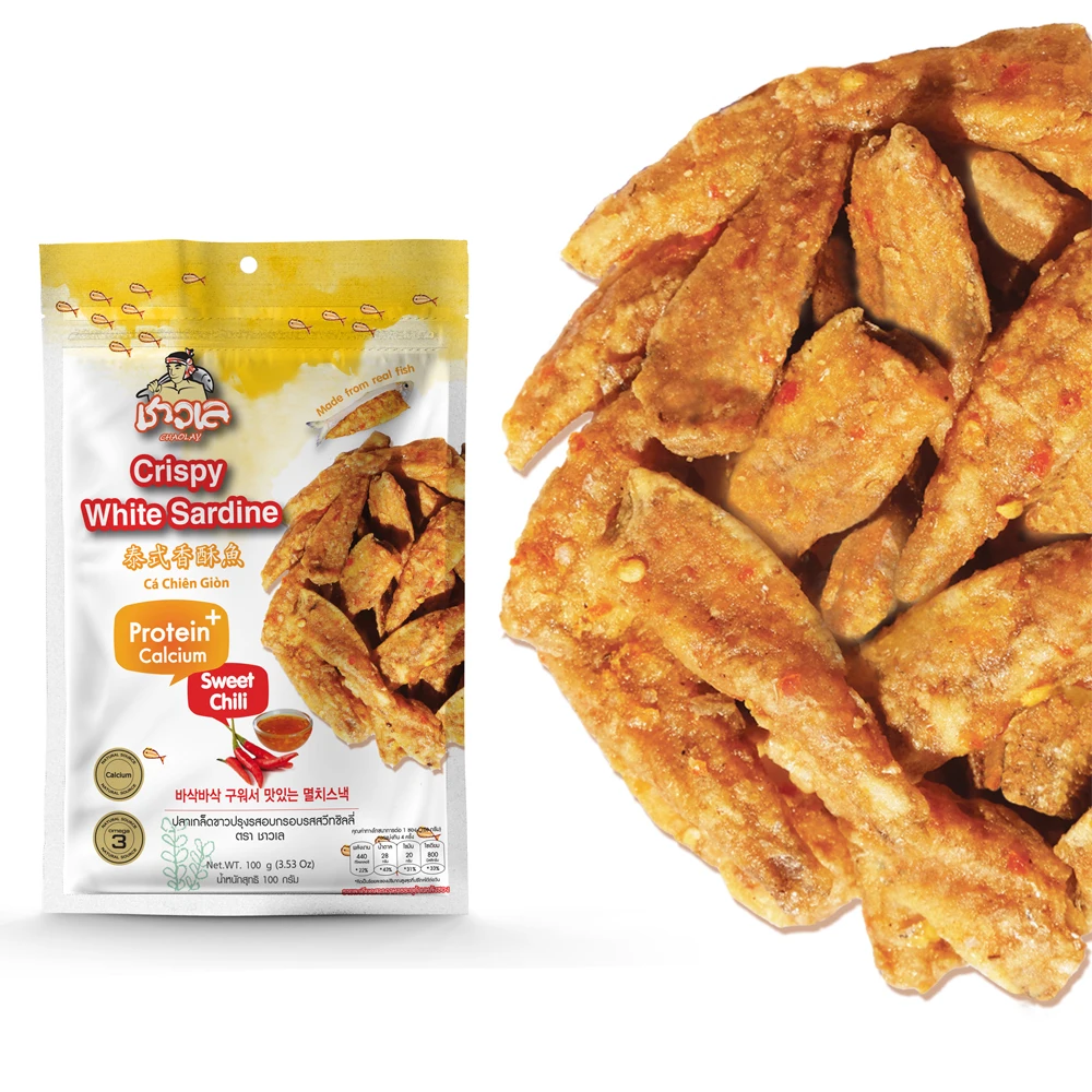 Wholesale Seafood Snacks Crispy White Sardine (Chili & Garlic) - Thai Seafood Fish Snack Thailand Export