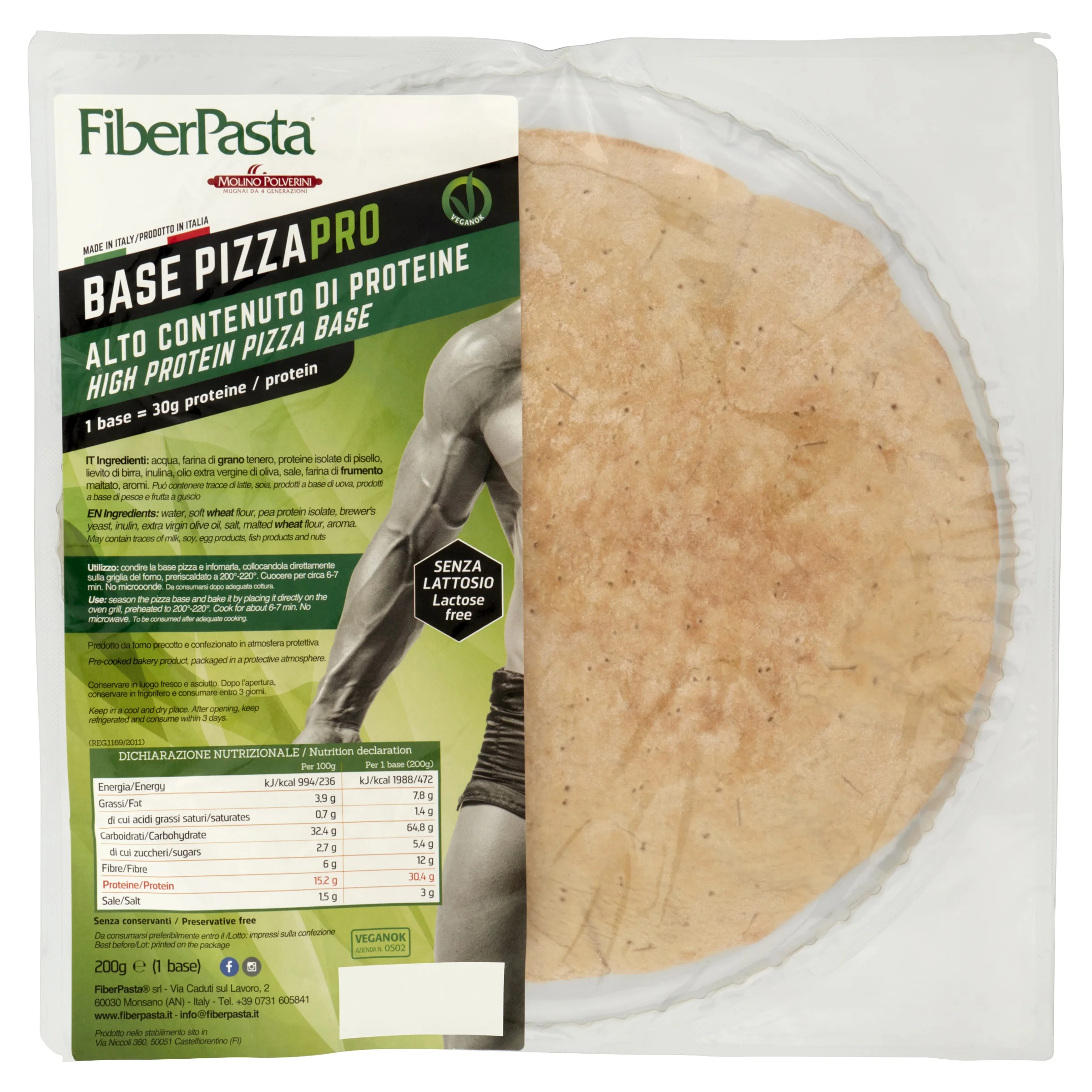 ITALIAN HIGH PROTEIN PIZZA BASE WITH PEA PROTEIN - HIGH FIBER AND LOW GLYCEMIC INDEX - PREMIUM QUALITY