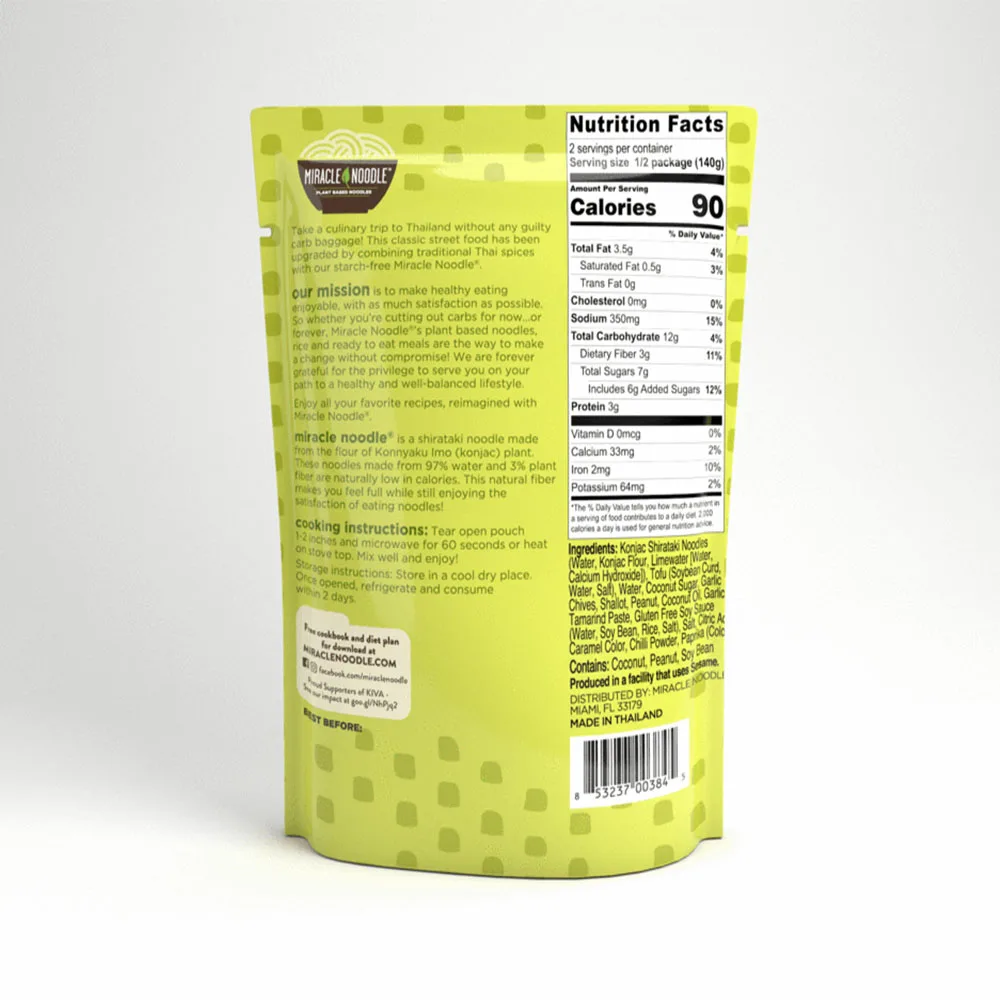 Ready to Eat Pad Thai Vegan Noodle Easy To Prepare Plant Based Healthy Noodles 280g Non GMO Food Low Fat Diet