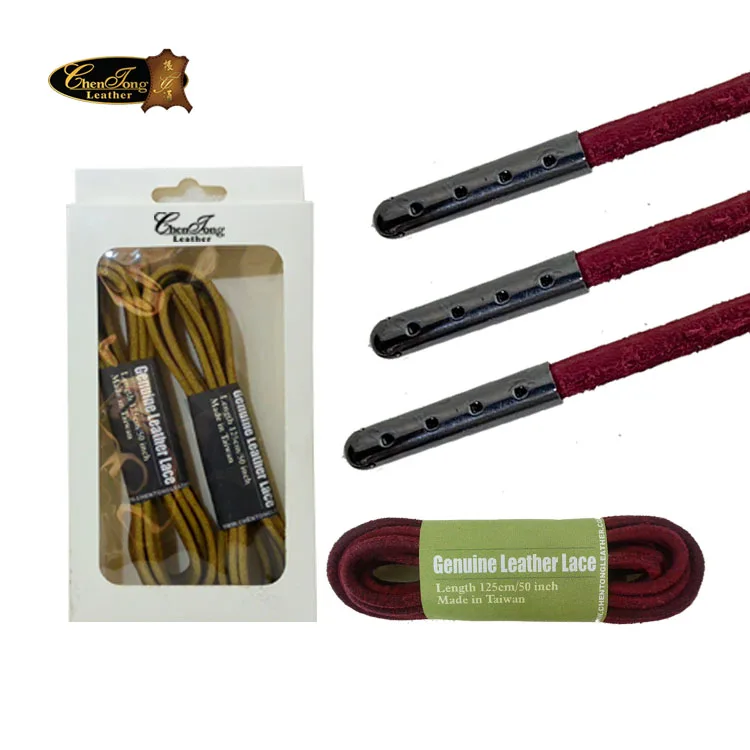 Кожаные шнурки 100% из сыромятной кожи вощеные круглые для обуви