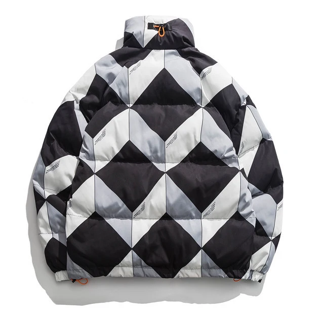 Оригинальный производитель зимняя мужская стеганая куртка-пуховик контрастных цветов с 3d принтом синель вышивка пуховик зимние куртки из органического хлопка