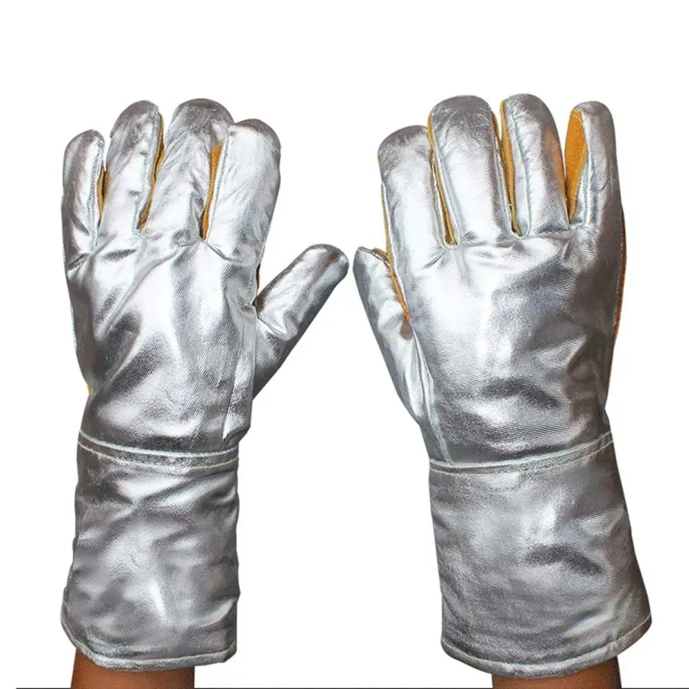 Leather Material and Brown Split Cowhide Leather Color Brown leather chaps aluminum color welding gloves