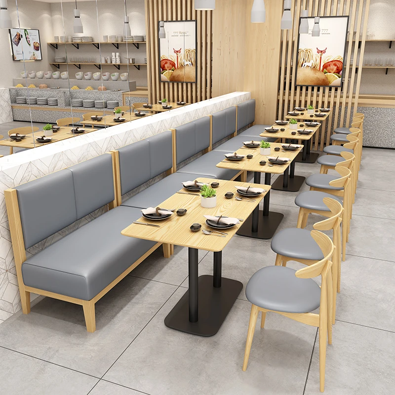 Foshan Factory Solid Wood Dining Chairs Restaurant Cafe Bench Sofa and Table