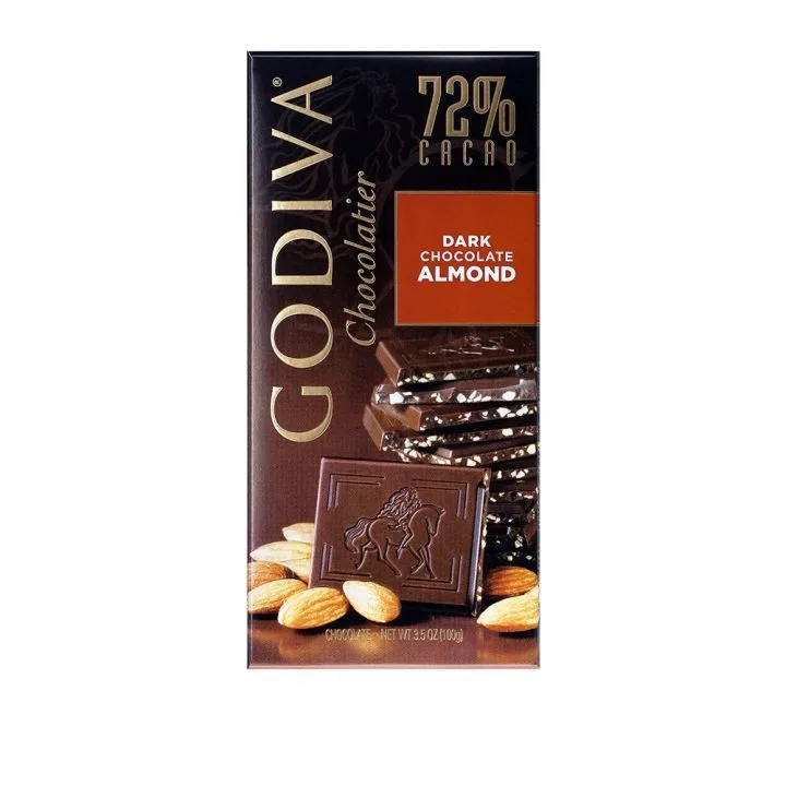 Godiva 100g Tablet Dark Chocolate 72% Almond
