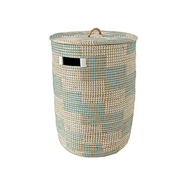 Vietnamese Natural Seagrass Storage Baskets Hamper Laundry African Basket for Home Decoration