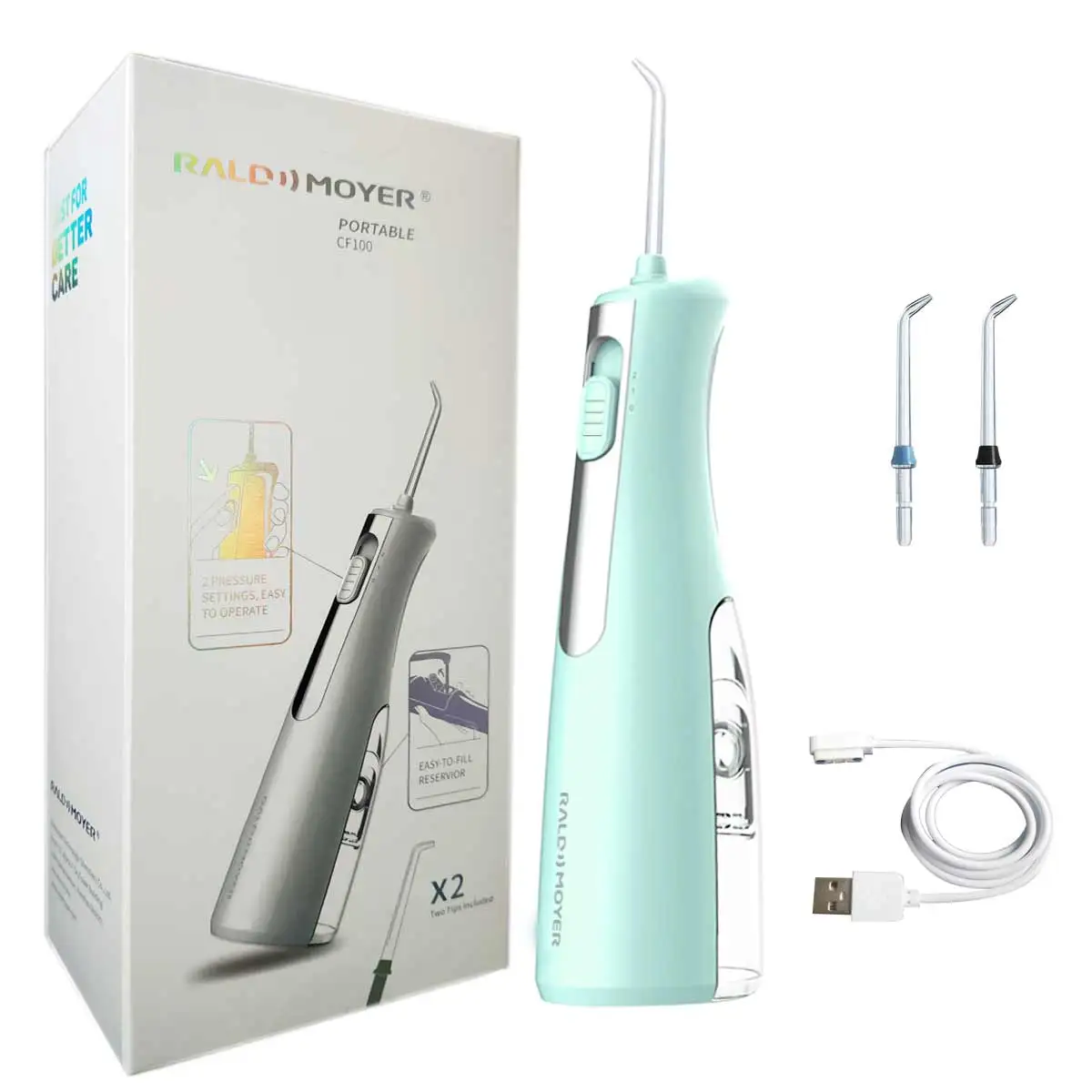Raldmoyer Hot Sell CF100(TB) High quality deep clean gum Efficient USB Rechargeable Waterproof Water Dental Flosser