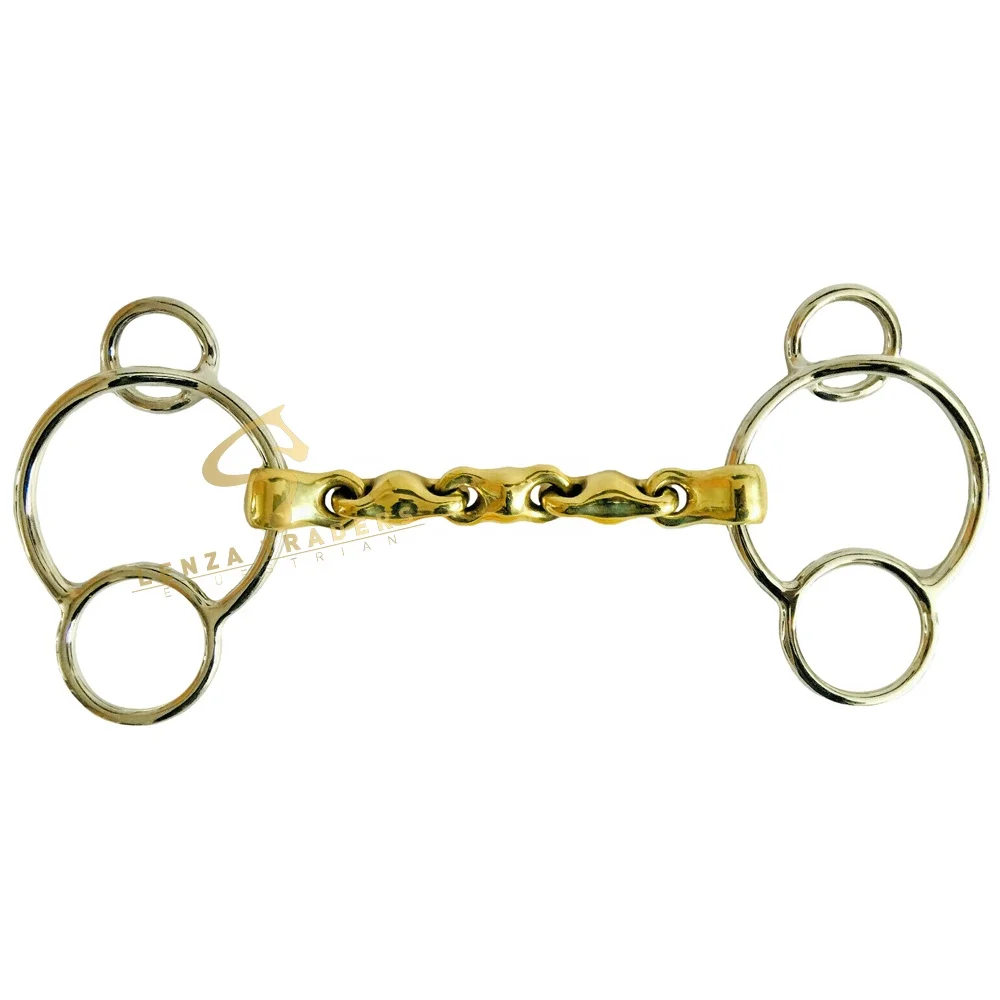 
WATERFORD UNIVERSAL BIT GERMAN SILVER MOUTHPIECE 3 RING 2 GAG JUMPING HORSE SHOW 