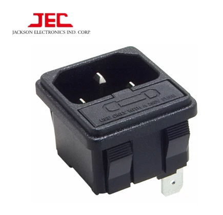 JEC Taiwan IEC60320 C14 POLYSNAP INTLET Snap-in AC POWER SOCKET WITH FUSE HOLDER  convert voltage