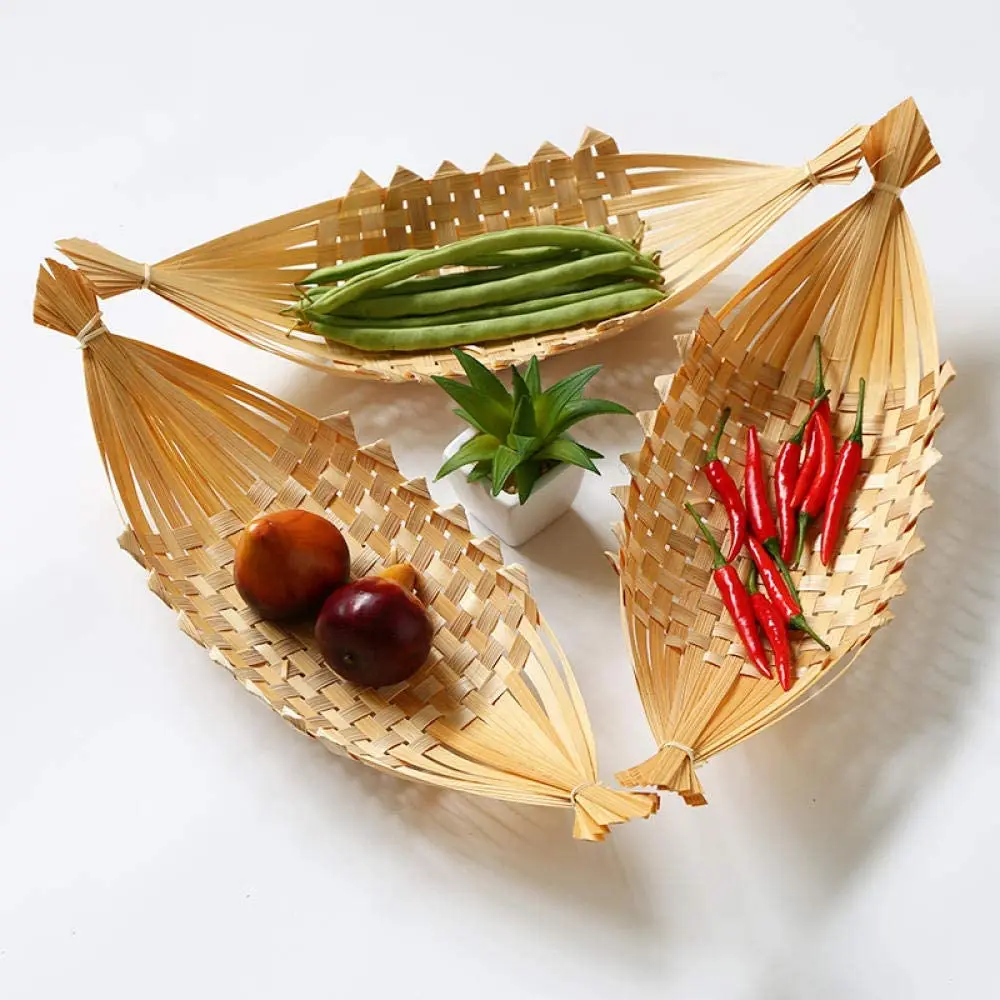 New deal  wholesale round handwoven fruit and vegetable basket non-chemical safety fruit basket bamboo