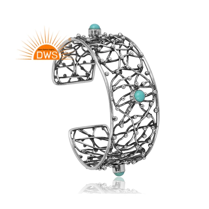 Окисленный Браслет-манжета ручной работы из серебра 925 пробы Женские Ювелирные изделия натуральный Аризона бирюза поставщик ювелирных изделий