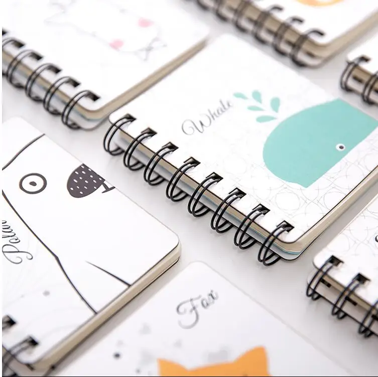 Professional Custom A6 A7 Mini Cute Big Composition Coil Spiral Bound Paper Note Book Wire PP Pocket Blank Notes Memo Notepad