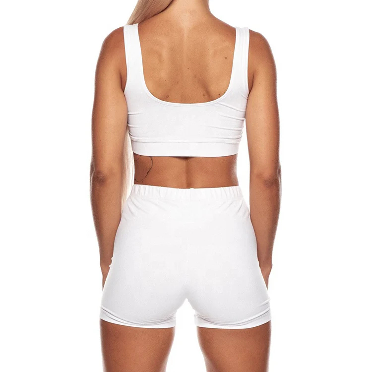 Women Seamless Sports Crop Top+ Booty Shorts Compression Yoga Short Set Bra & Short OEM Gym Fitness Running Solid Pattern