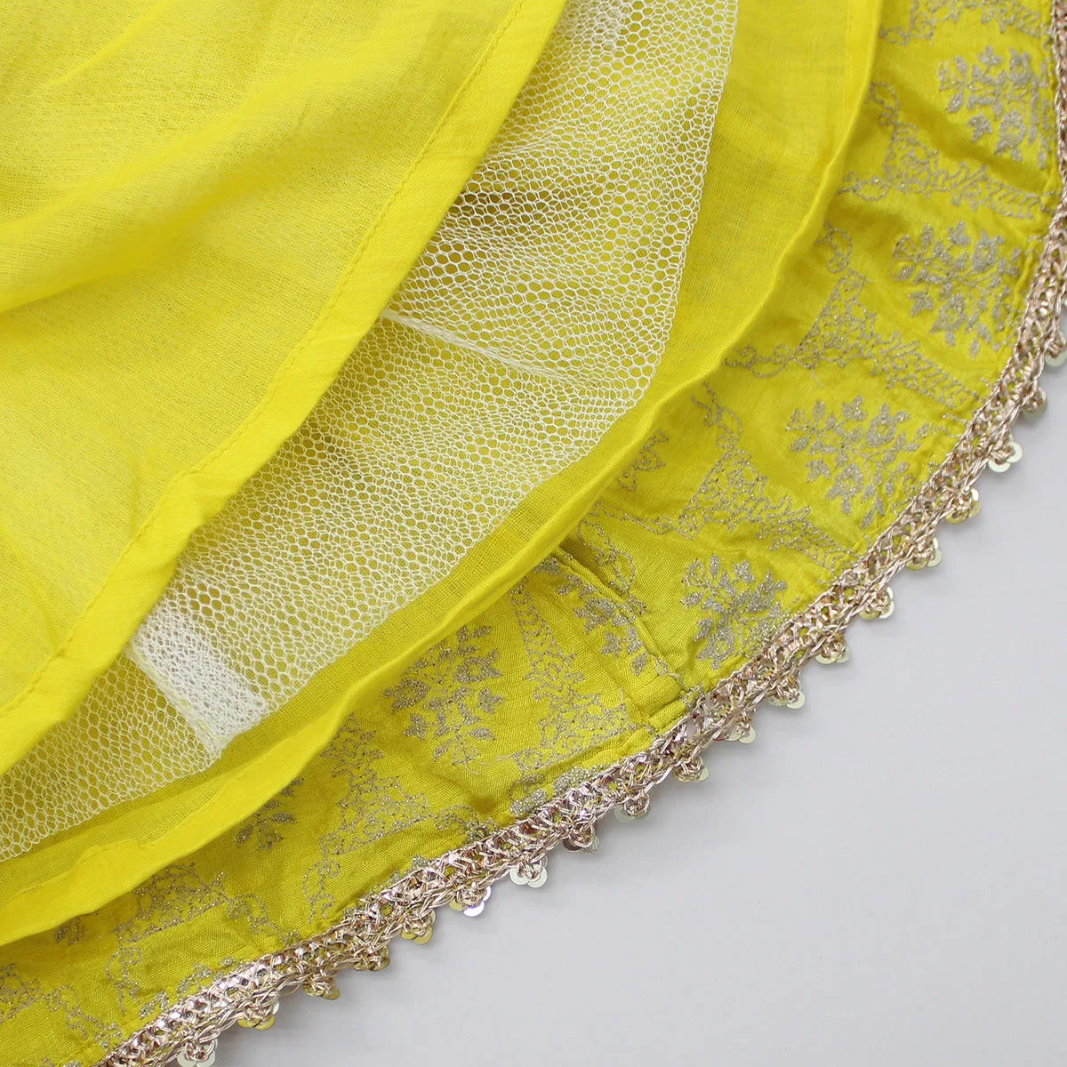 Finest Elements Exclusive Designs Girls Kids Wear Gota Flower Work Top Zari Thread Embroidered Lehenga Dupatta pleated frills