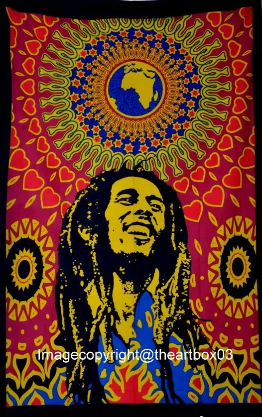 Bob Marley One World Poster Psychedelic Indian Gypsy Bohemian Multi colour Wall Hanging Ethnic Decorative Tapestries Home Dorm