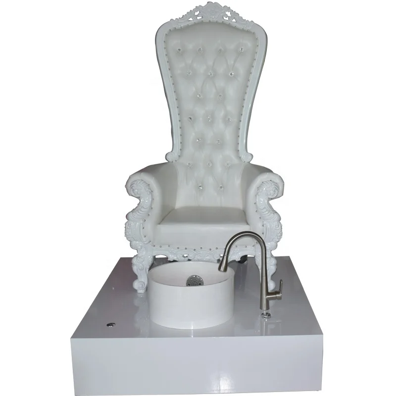 Great Foshan Factory Wholesale Cheap Fancy Design White Solid Wood Leather Pedicure Manicure Table Spa Chair and Bowl Set