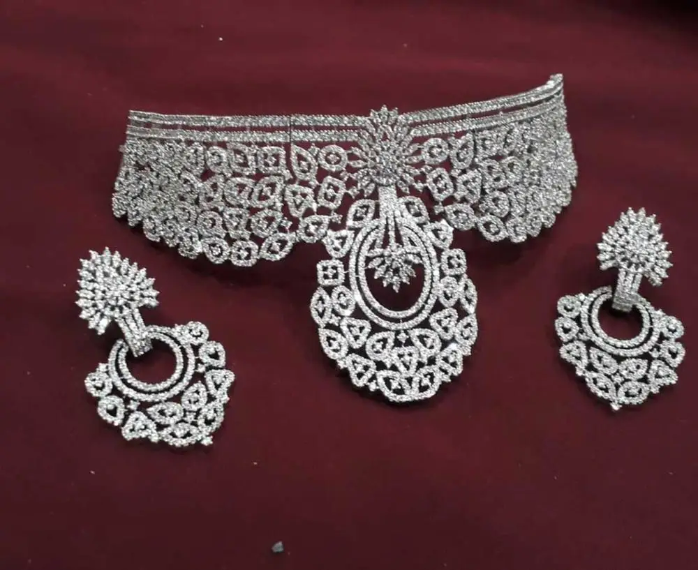 American Diamond Cubic Zircon Gold Plated Jewellery set