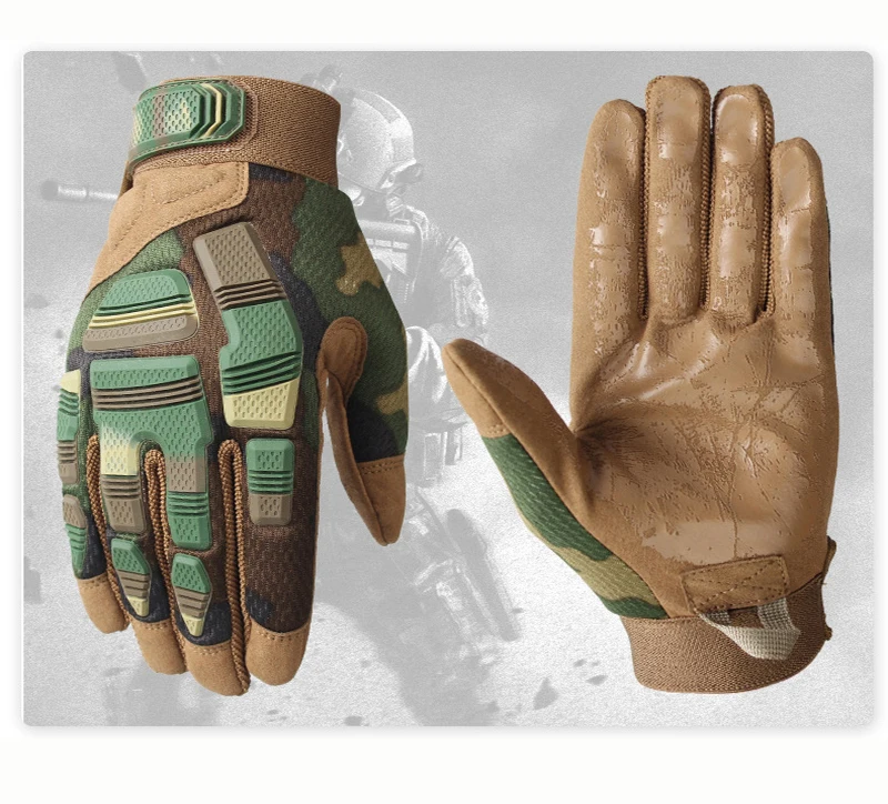 Тактические перчатки на весь палец Нескользящие камуфляжные спортивные резиновые новый дизайн