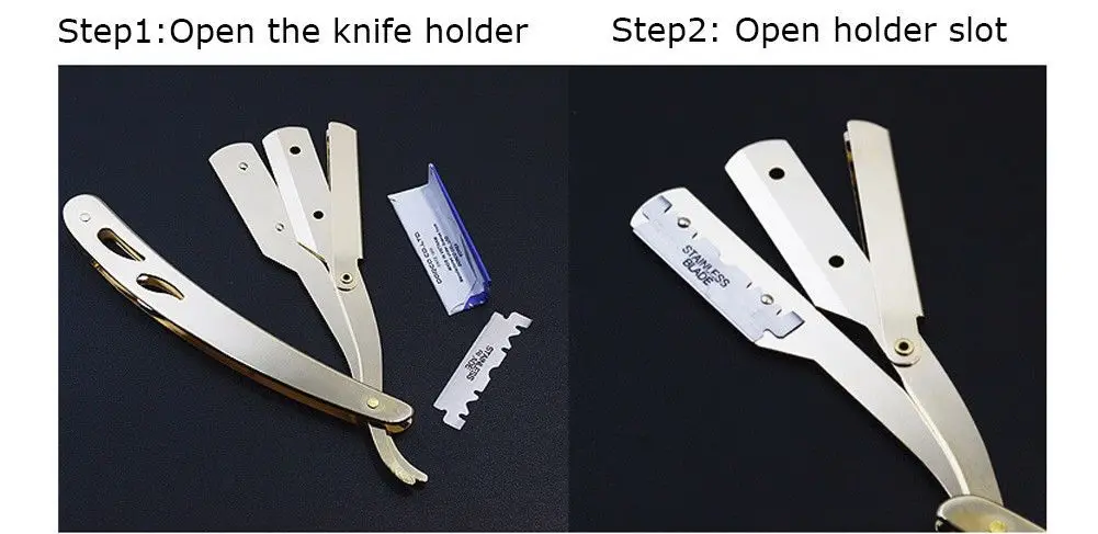 Professional Barber Edge Razor Folding Straight Shaving Razor Knife Steel Blades