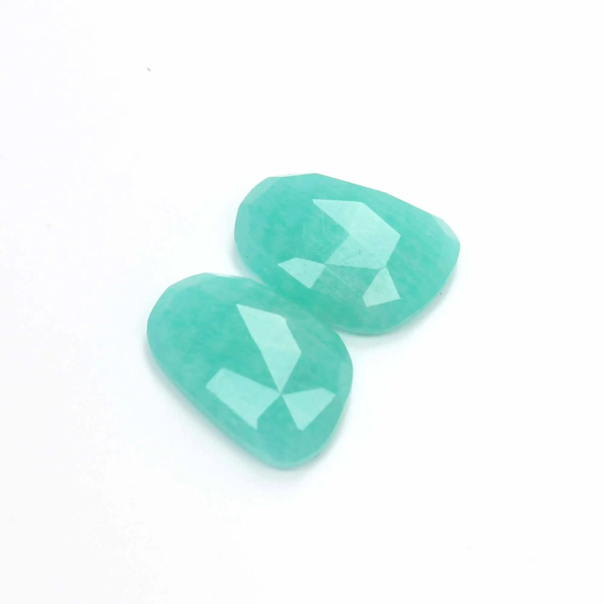 Match Pair Natural Amazonite Faceted Cut Stone Cabochon Oval Shape Gemstone