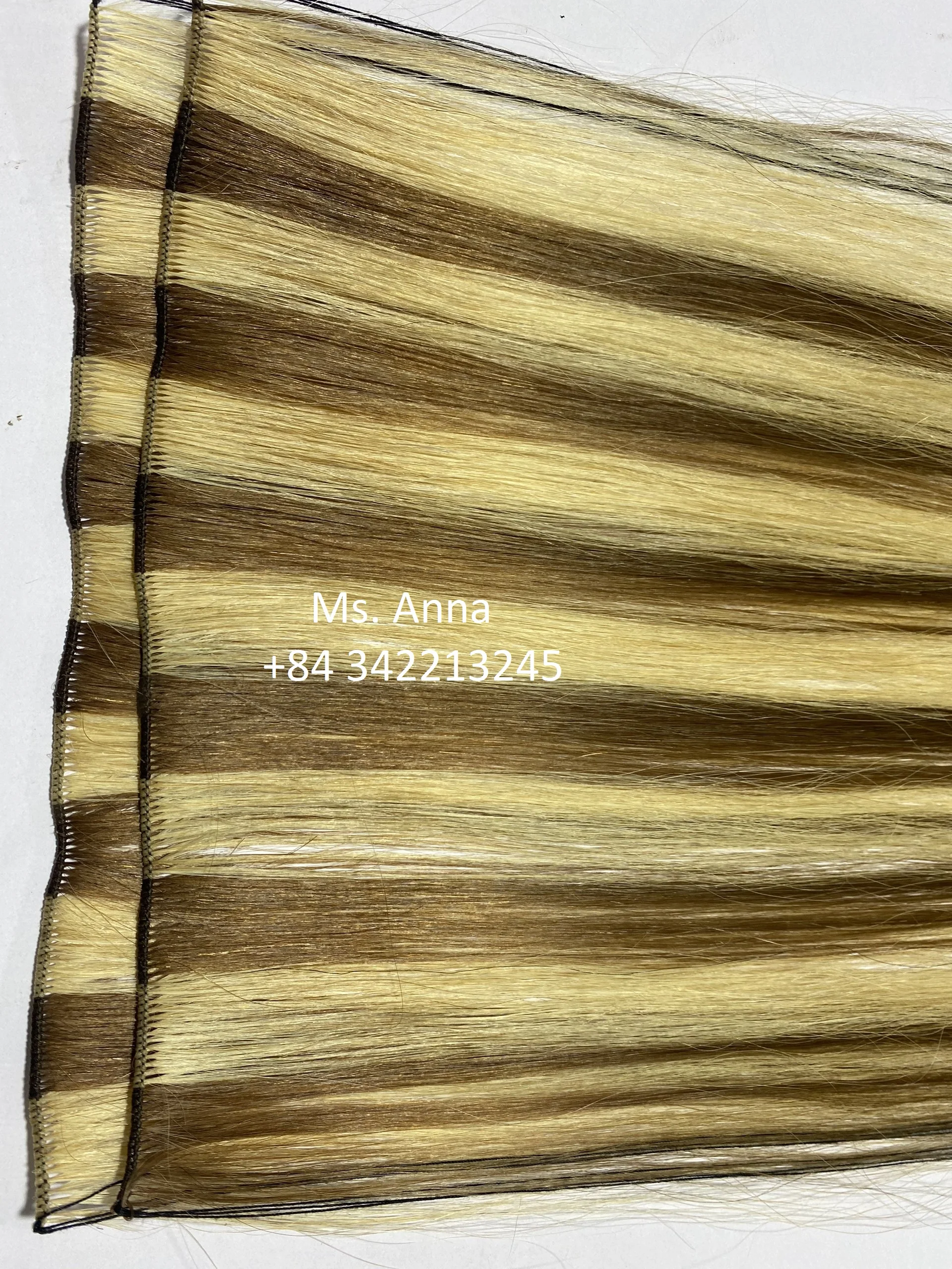 Высокое Качество ручная работа Weft волосы для наращивания пианино стиль 100% extencines de cabello человека humano естественный цвет 613