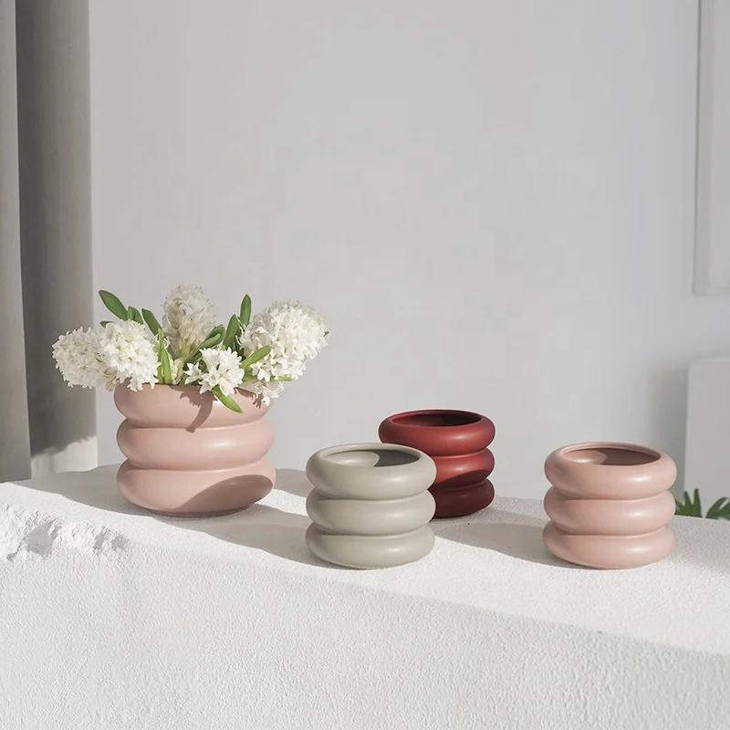 Wholesale Nordic Simple Creative Tire Shape Ceramic Vase Home Decor