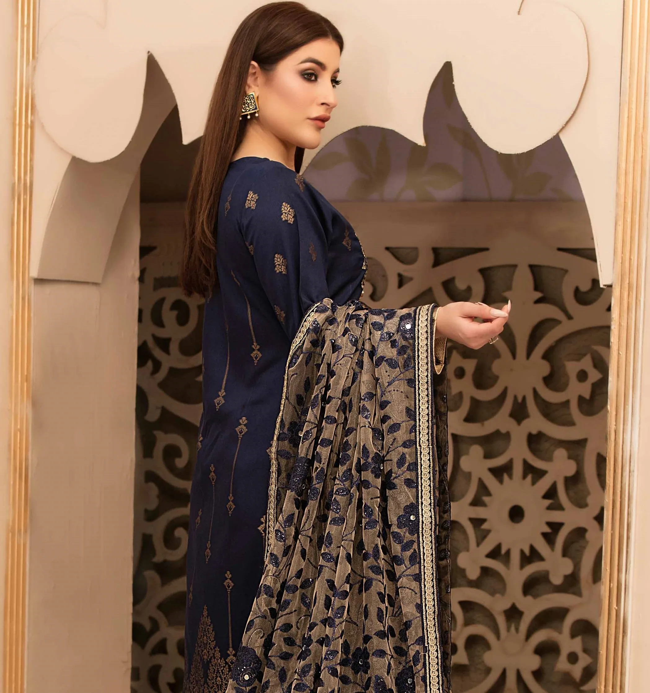  Пакистанский готовый костюм шальвар камиз-шафоон из 3 предметов одежда для вечеринки