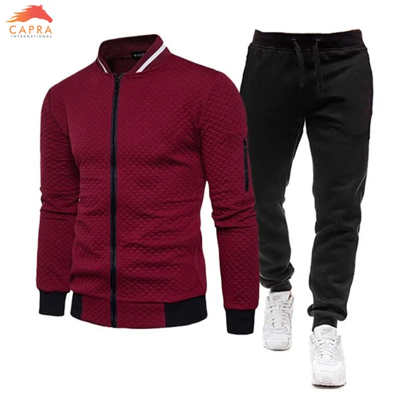 Мужской спортивный костюм повседневная флисовая толстовка и штаны из полиэстера весна 2021