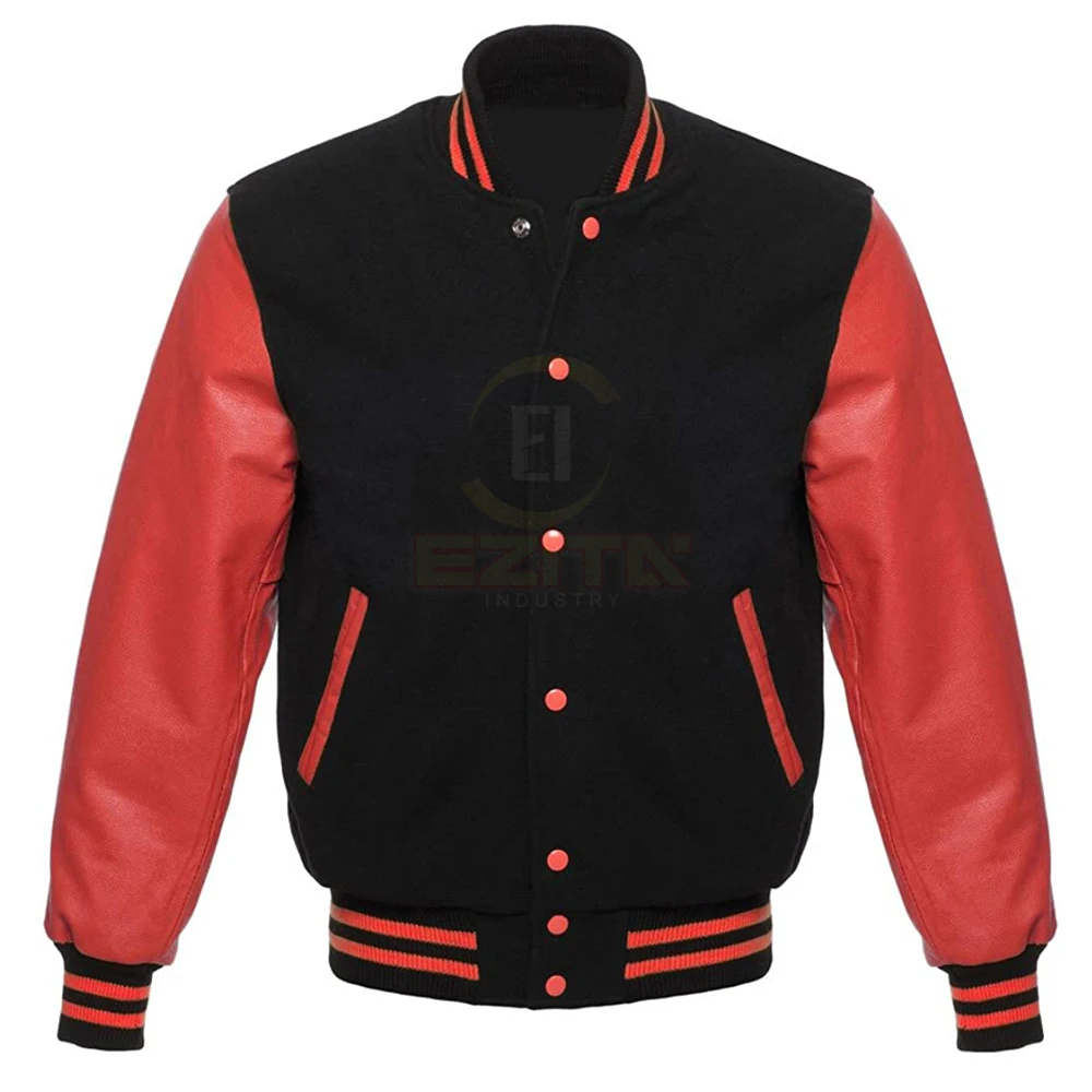 
Leather Sleeves Letterman Baseball Varsity College School University Jacket 
