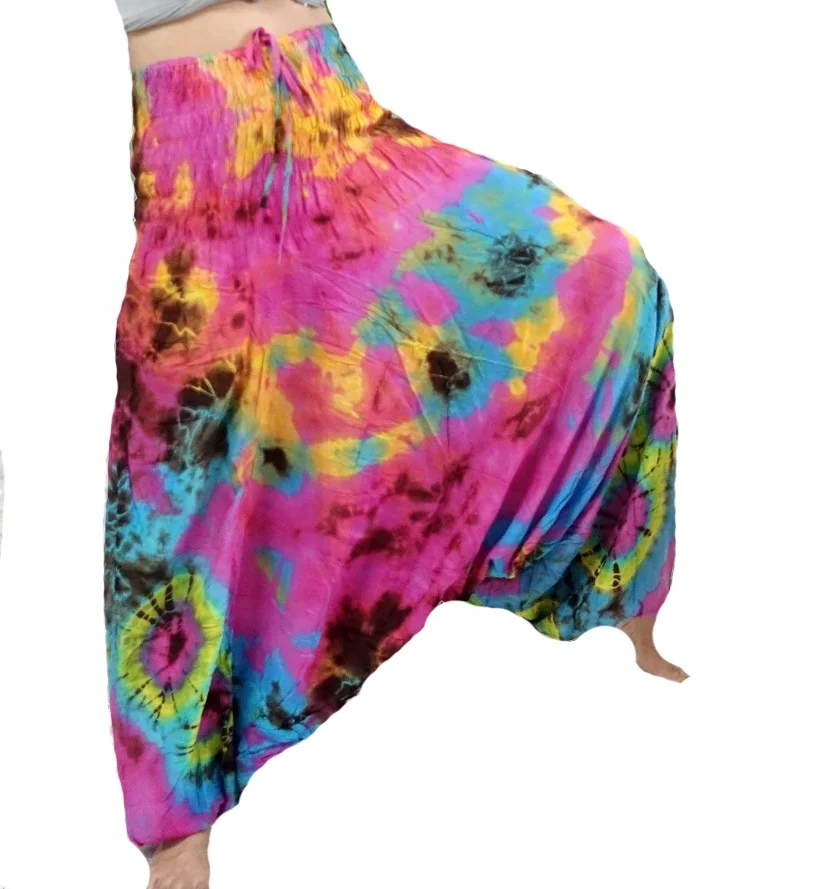 Byjoyja Thailand Women Alladin Hippie Boho Harem Hmong Jumpsuit Ginnie Yoga Baggy Fisherman Pants handmade tie dye pants