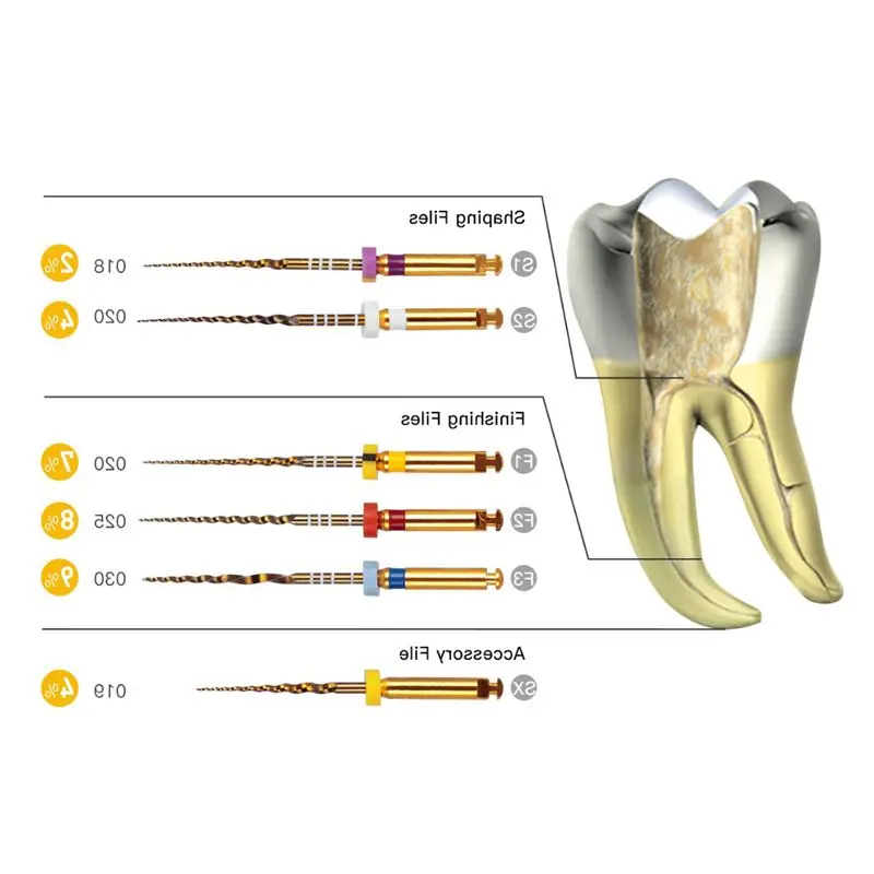 Medical Instrument Niti Alloy Super Flexible Files Gold Shape Memory Dental Euipment Engine Use Super Files