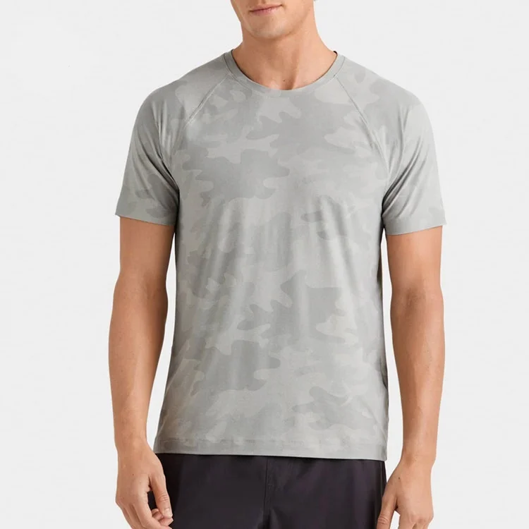OEM Manufacturer Fashion Mens Crew Neck Raglan Sleeve Camo Sublimation Short Sleeves Custom T Shirt For Men