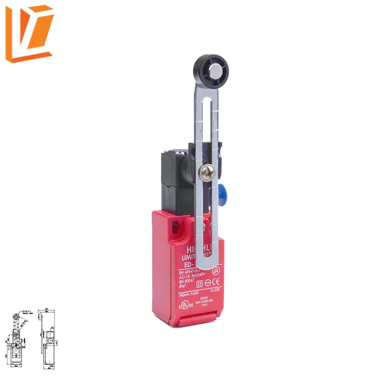 EDR-1-3-22 moving machines Adjustable roller arm type TUVUL RoHS CE Safety Door Limit Switch