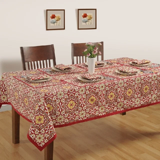 100% Cotton Custom Print Design Square Table Cloth Customized Party Table Linen India Top Selling Products High-Quality Reusable
