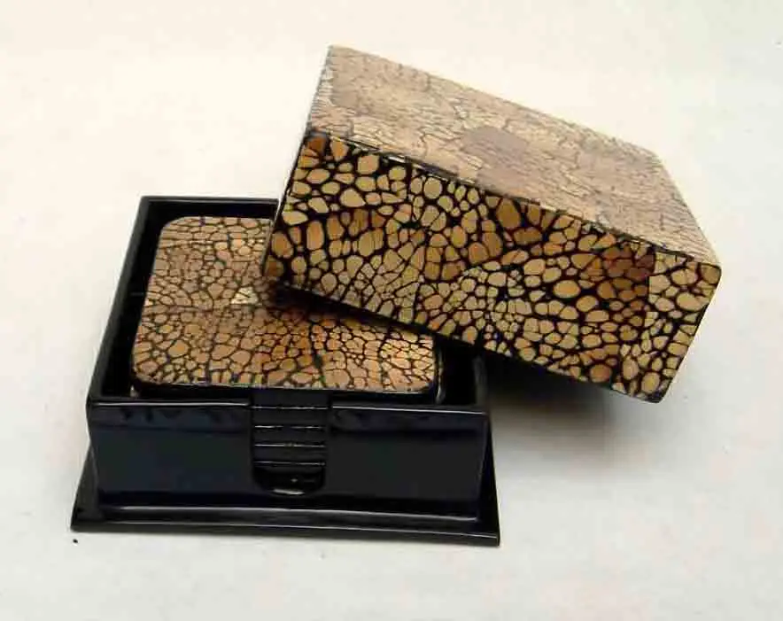 
Set of 6 square egg-cell coasters with holder, Vietnam handicrafts, suitable for tableware, home-decor, household products. 