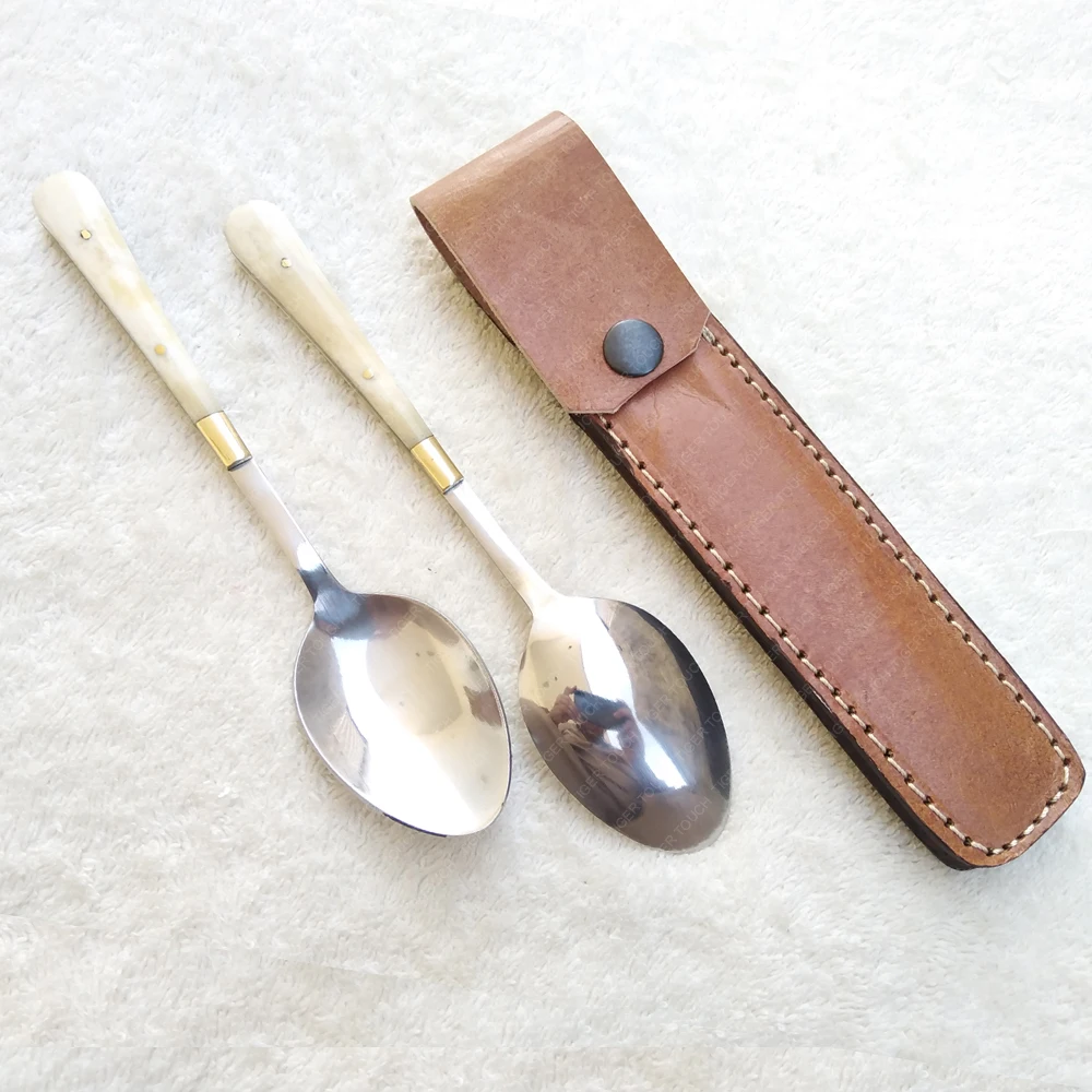 Tudor Knife & Fork  Knife and Fork in Leather Holder  CUTLERY SET  HAND FORGED IRON