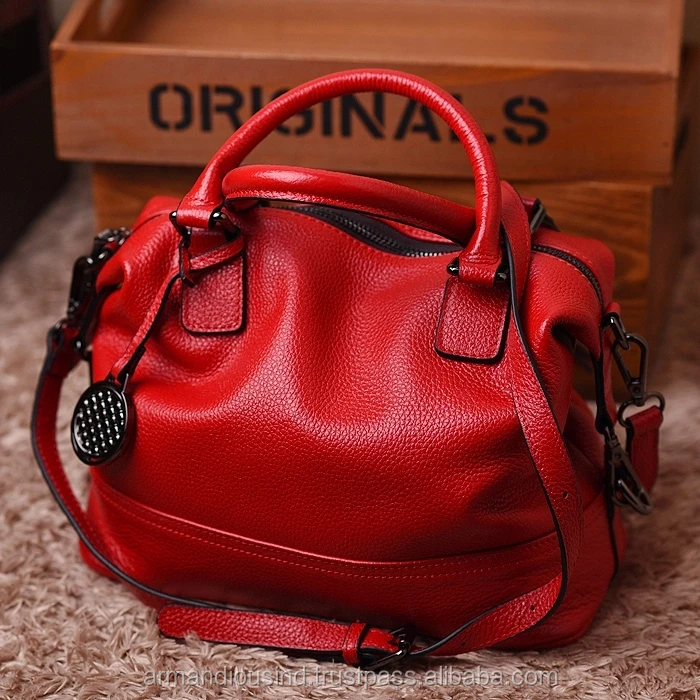 Red Royal look Cross body tote shoulder bag for ladies made with genuine leather