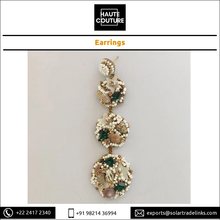 High Quality Bulk Selling Hand Embroidered Womens Wear Handmade Mother of Pearls Star Shells Drop Earrings at Genuine Price