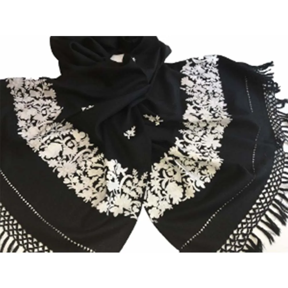 Винтажные черно-белые женские платья с вышивкой летние другие шарфы и шали женский шарф