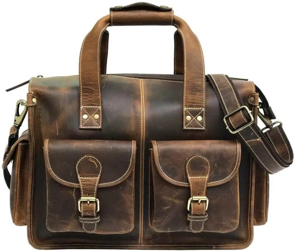 2024 Best Selling Products Indian Vintage Handmade Genuine Buffalo Leather Laptop Bag Messenger Bag For Sale