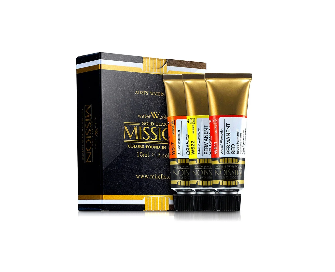 Mijello Gold Class Watercolor tube, 1 box has 3 tubes (15ml x 3pcs) For Professinal Korea art supplies
