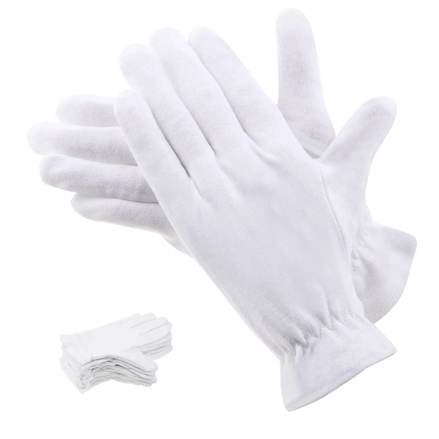 Latest Design Custom Logo White Cotton Gloves Slim Light Weight Soft Elastic